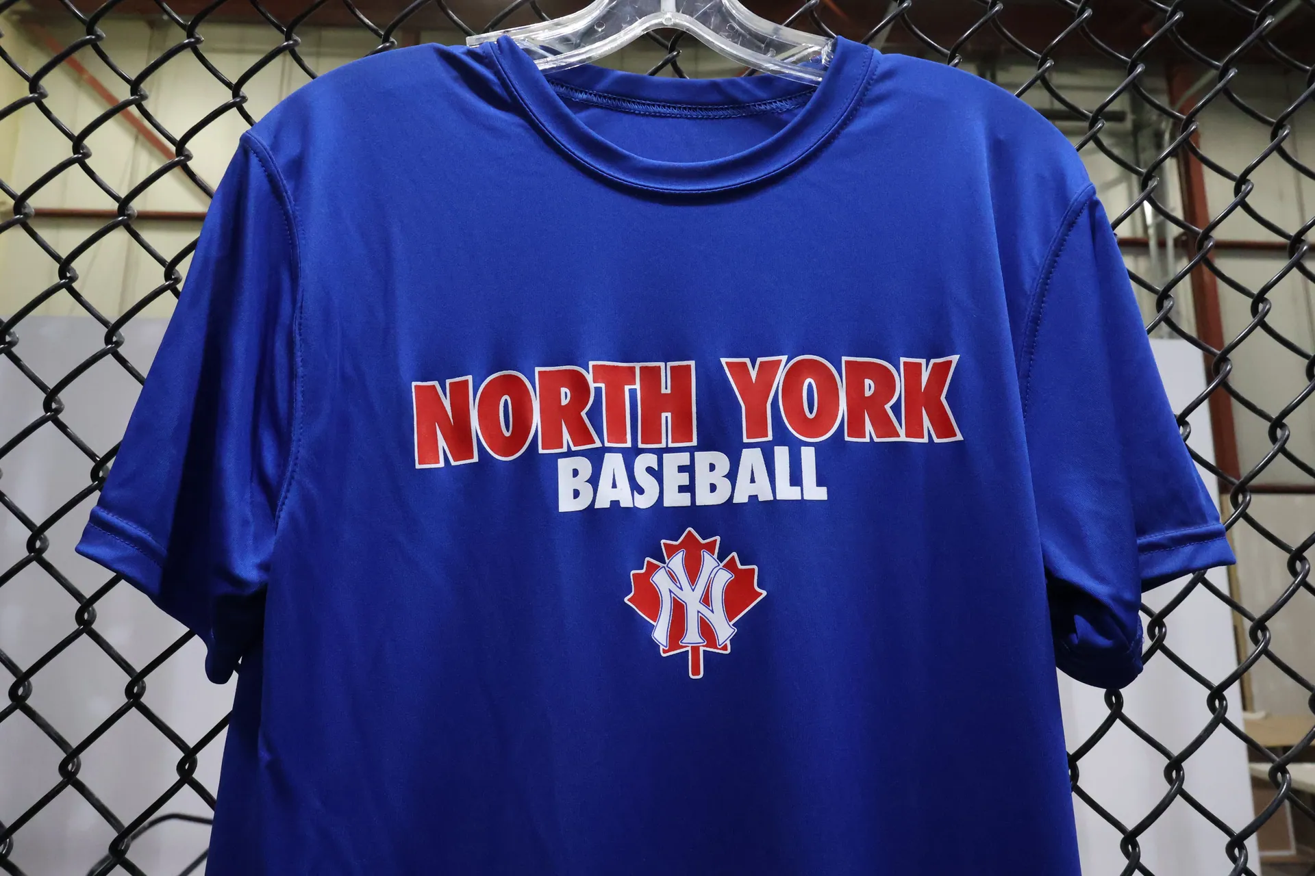 North York Baseball lettering on a shirt