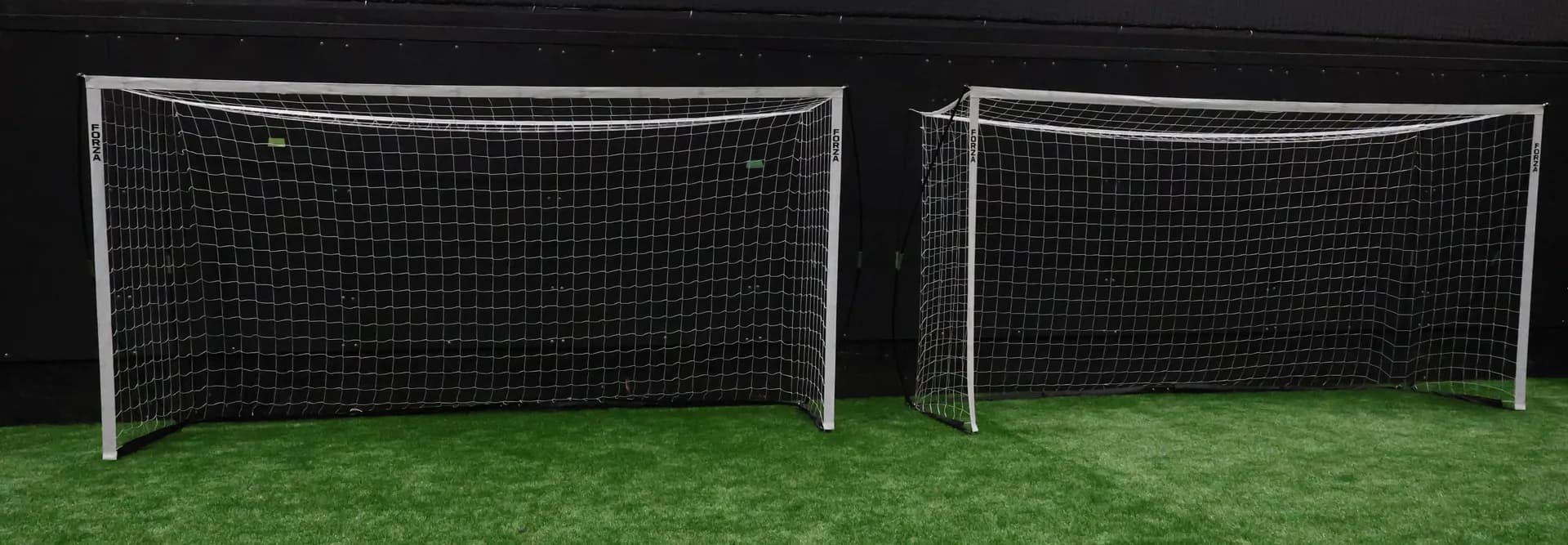 Soccer goals on the indoor turf